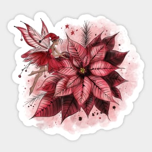 Poinsettia Fairy Sticker